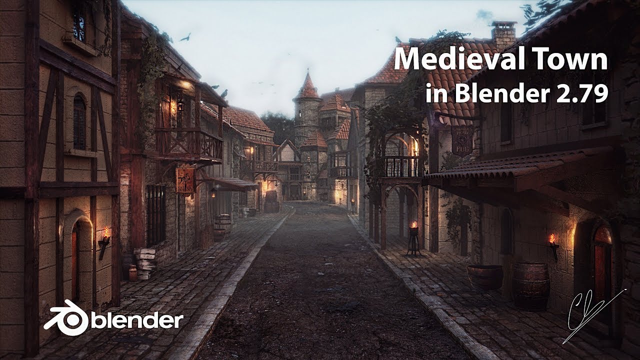 Creation of a Medieval Town in Blender 2.79