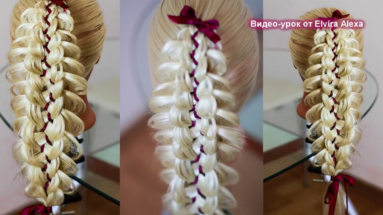 Коса с лентами для последнего звонка  Красивая причёска Trenza Braid