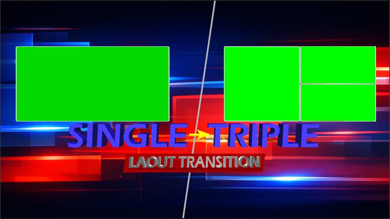 Single to Triple Box News Layout Transition | Broadcast Style | News Box | Green Screen Chroma Key