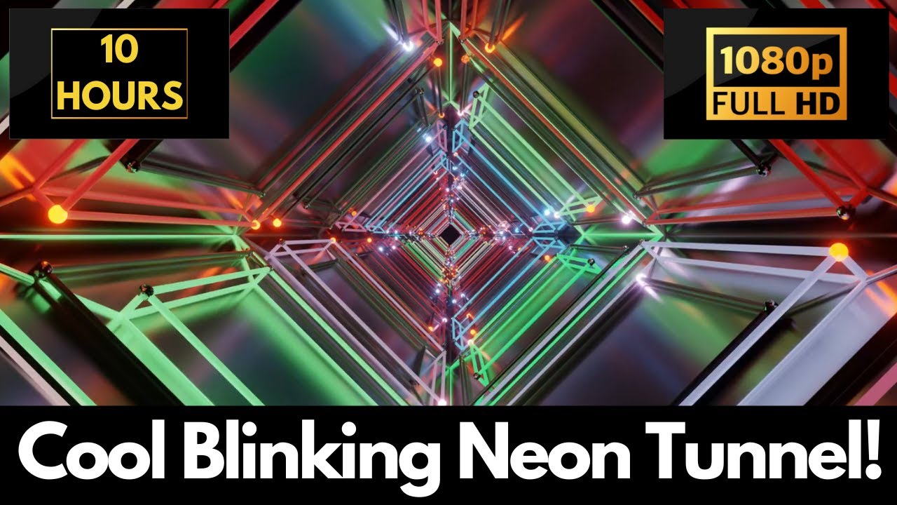 Cool Blinking Neon Lit Tunnel Screensaver | 10 HOURS Moving Visual Wallpapers & Backgrounds!