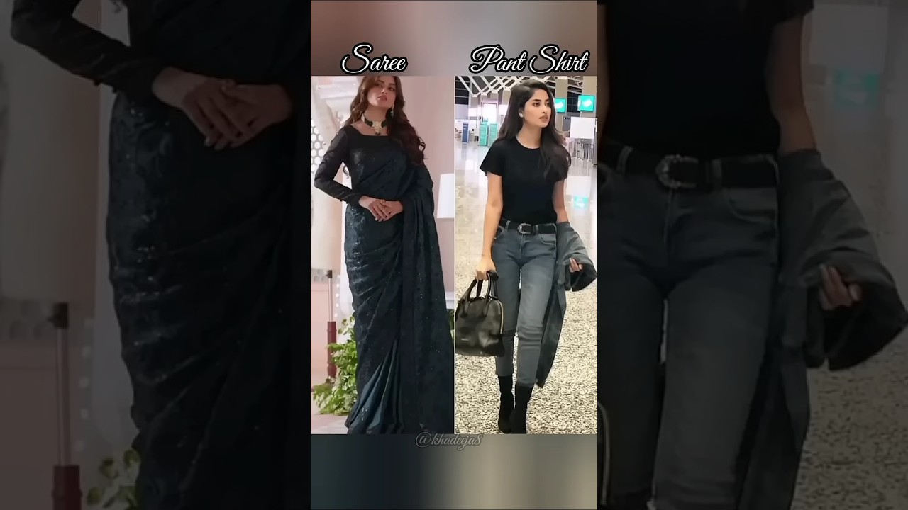 Pakistani actresses✨❤️ Saree🆚Pant Shirt look #pakistaniactress #trending #laibakhan #sajalaly