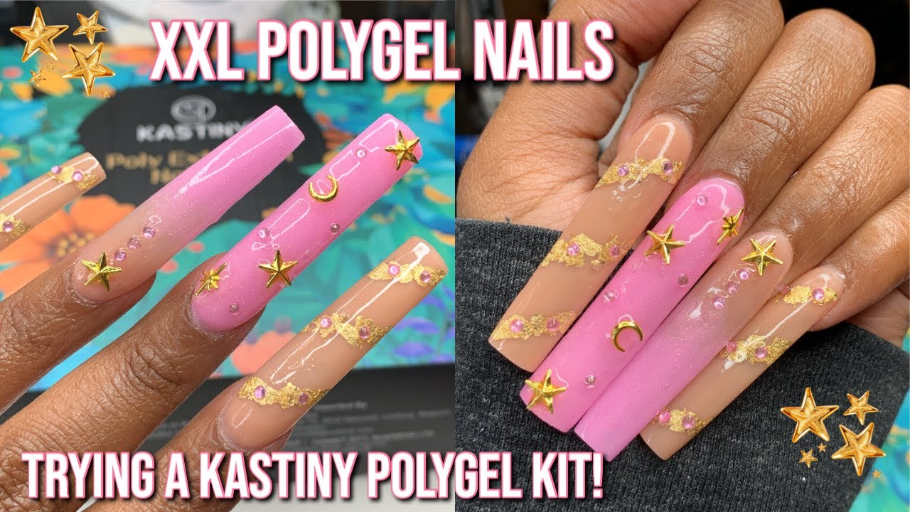 KASTINY POLYGEL KIT REVIEW | XXL SQUARE POLYGEL NAILS | Beginner Polygel Tutorial