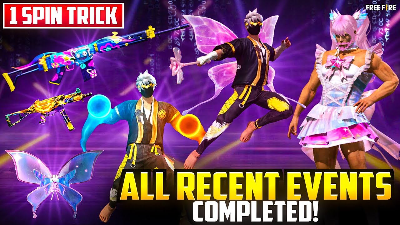 1 SPIN TRICK 😱💎 | ALL RECENT EVENTS COMPLETED | Free Fire MAX