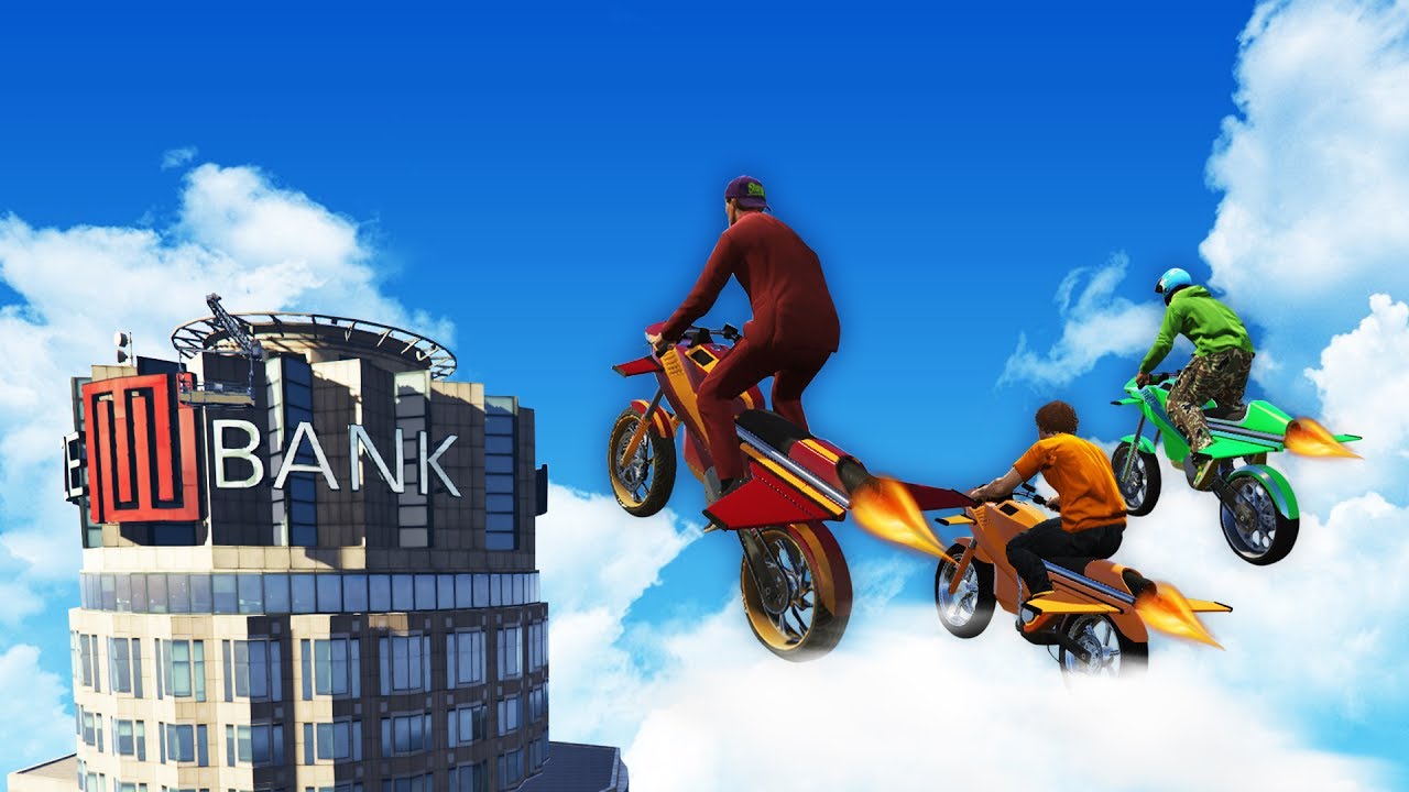 ROCKET BIKE LANDING ON MAZE BANK CHALLENGE! (GTA 5 Funny Moments)