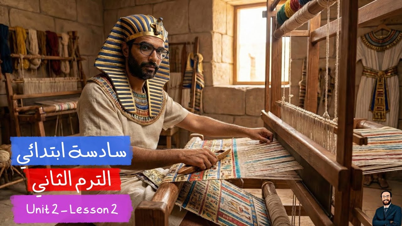 سادسة ابتدائي | انجليزي الترم الثاني | أبسط شرح للوحدة الثانية الدرس الثاني | نول النسيج المصري