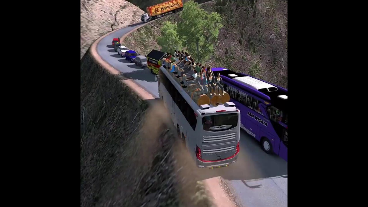 Horror Trip by Bus on Mountain Roads Loaded with Passengers Over Capacity | Euro Truck Simulator 2