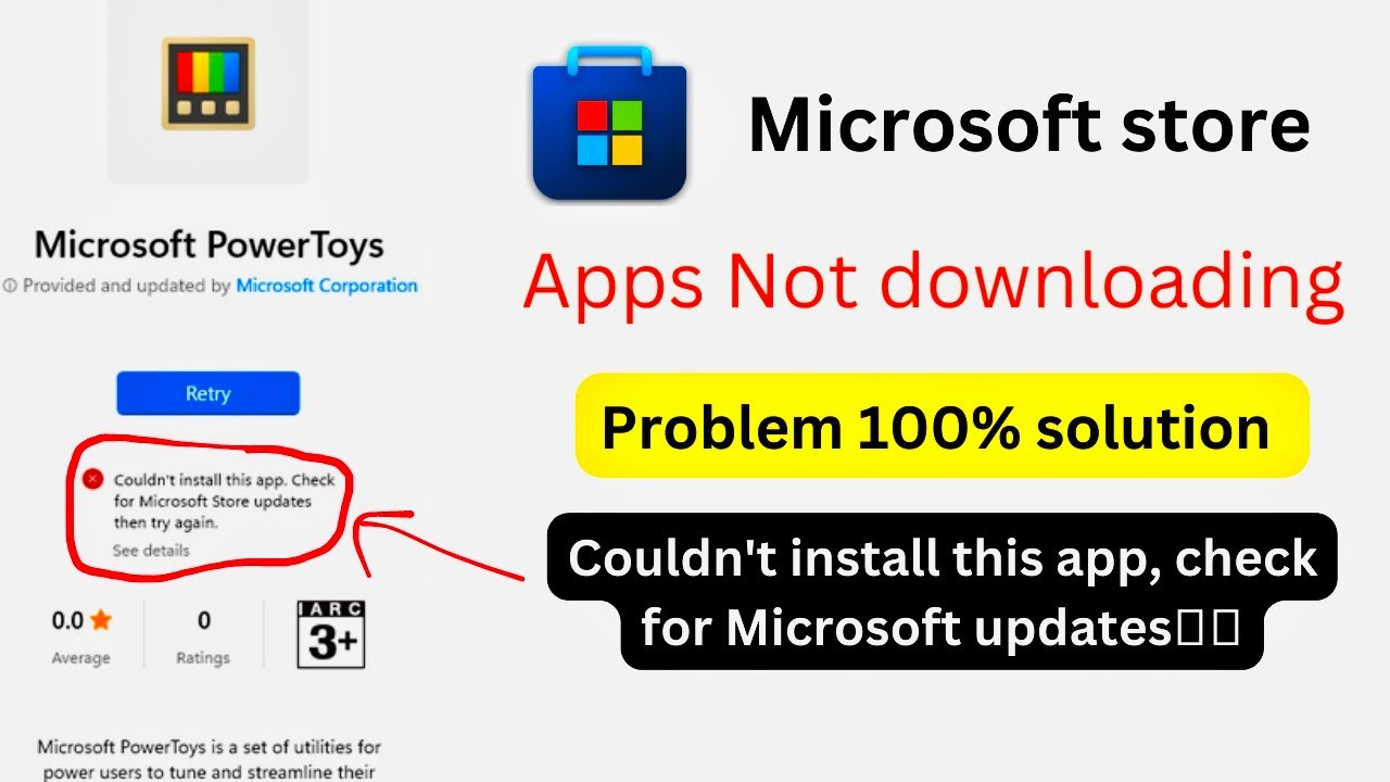 Microsoft store download problem 100% Solution 2023, couldn't install this app😵&zwj;💫