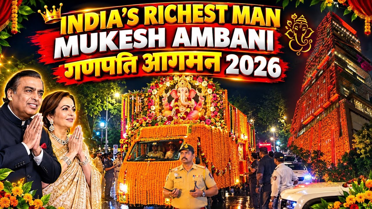 India&rsquo;s Richest Man Mukesh Ambani Ganpati Aagman 2026 | mukesh ambani ganpati aagman 2026 | 