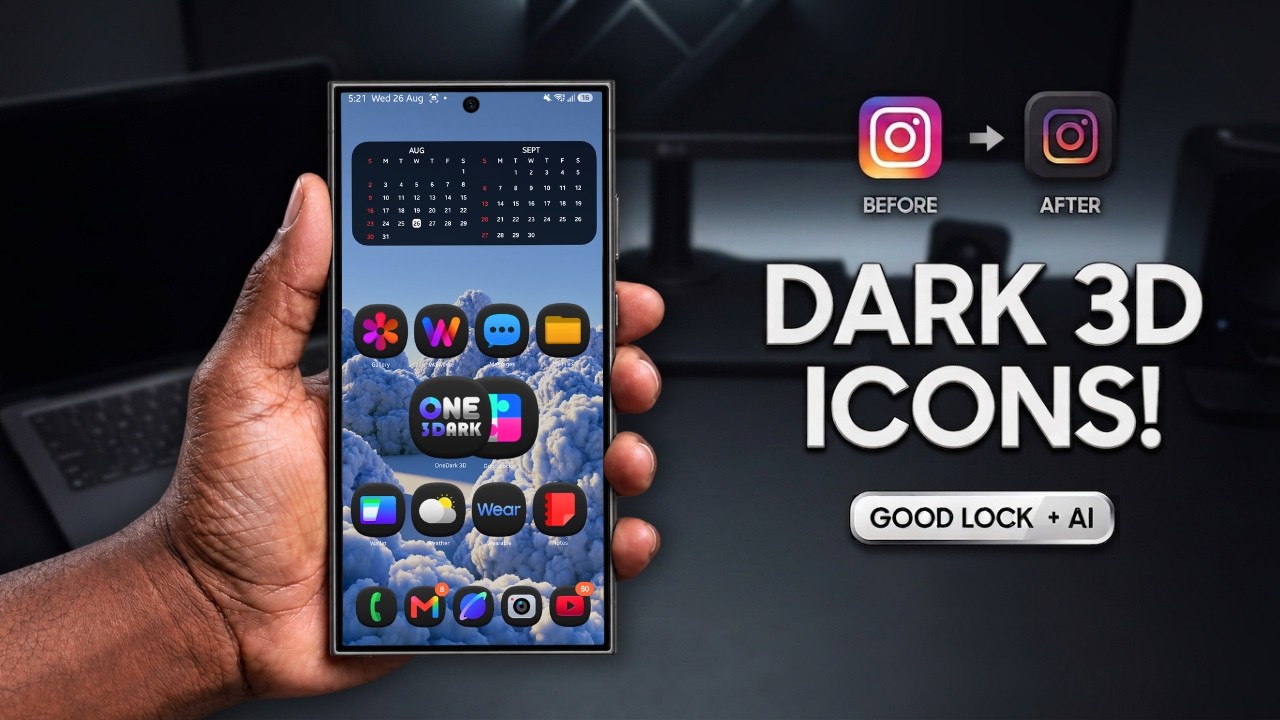 How to Get Dark 3D Icons on Samsung + Create Missing Icons With AI | Doitright_tech