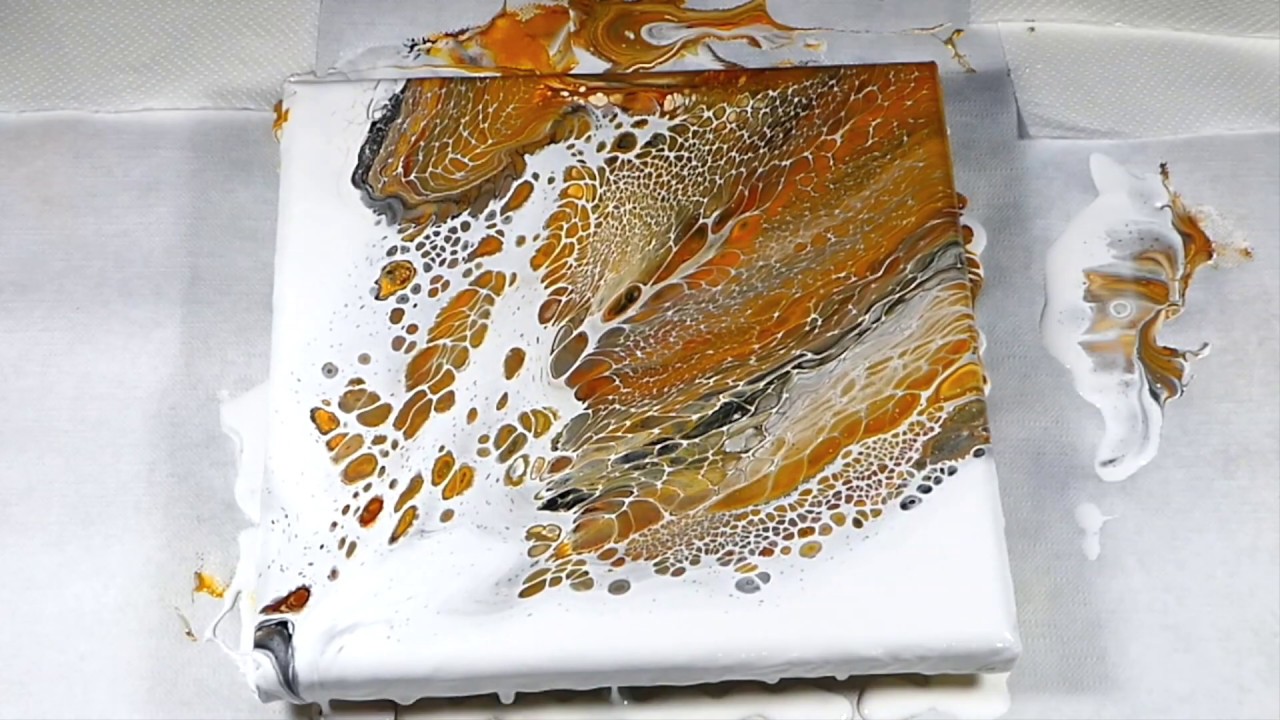 Swipe Technique Pour – Lace Cells Acrylic Paint – Savanna – Tutorial – Easy Beginners