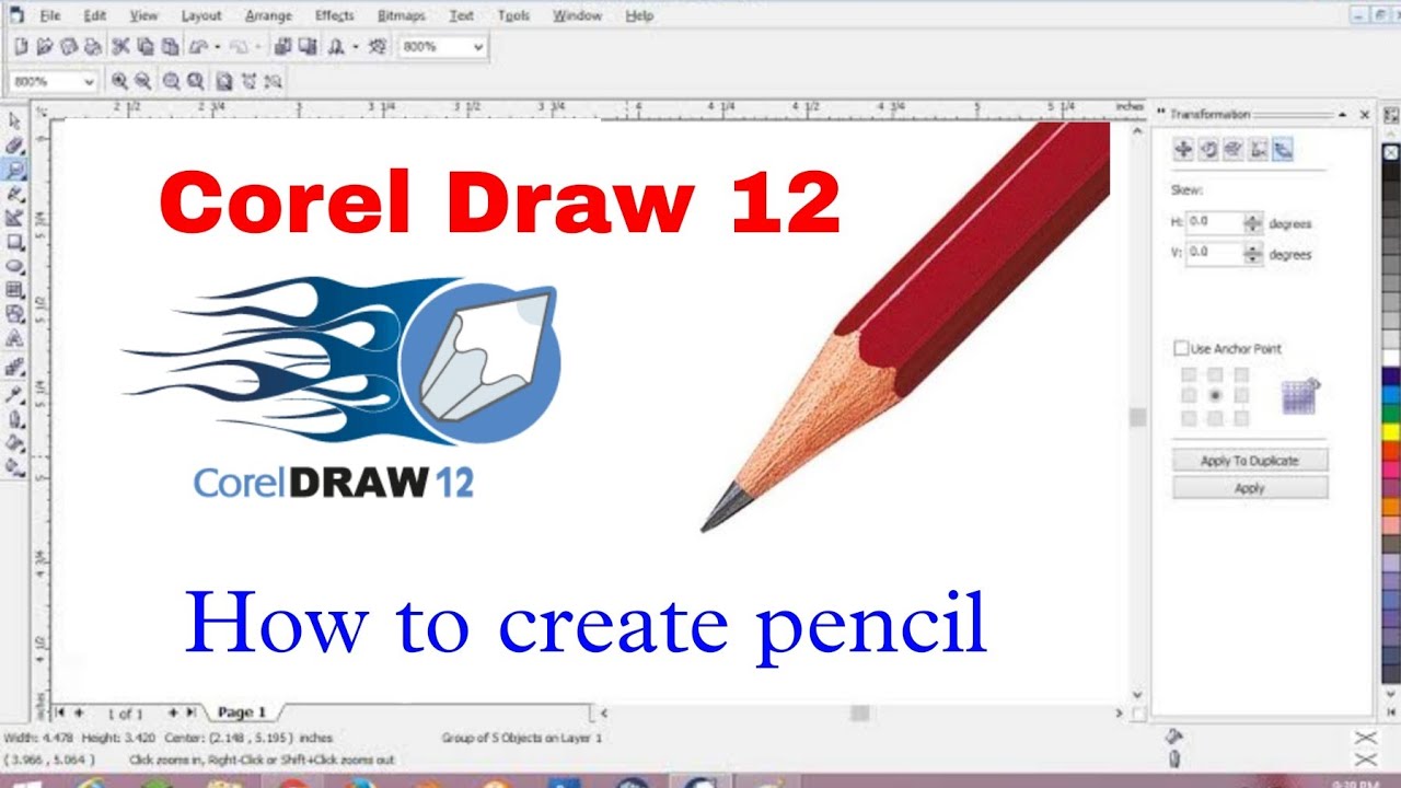 How to create pencil in Corel draw 12 