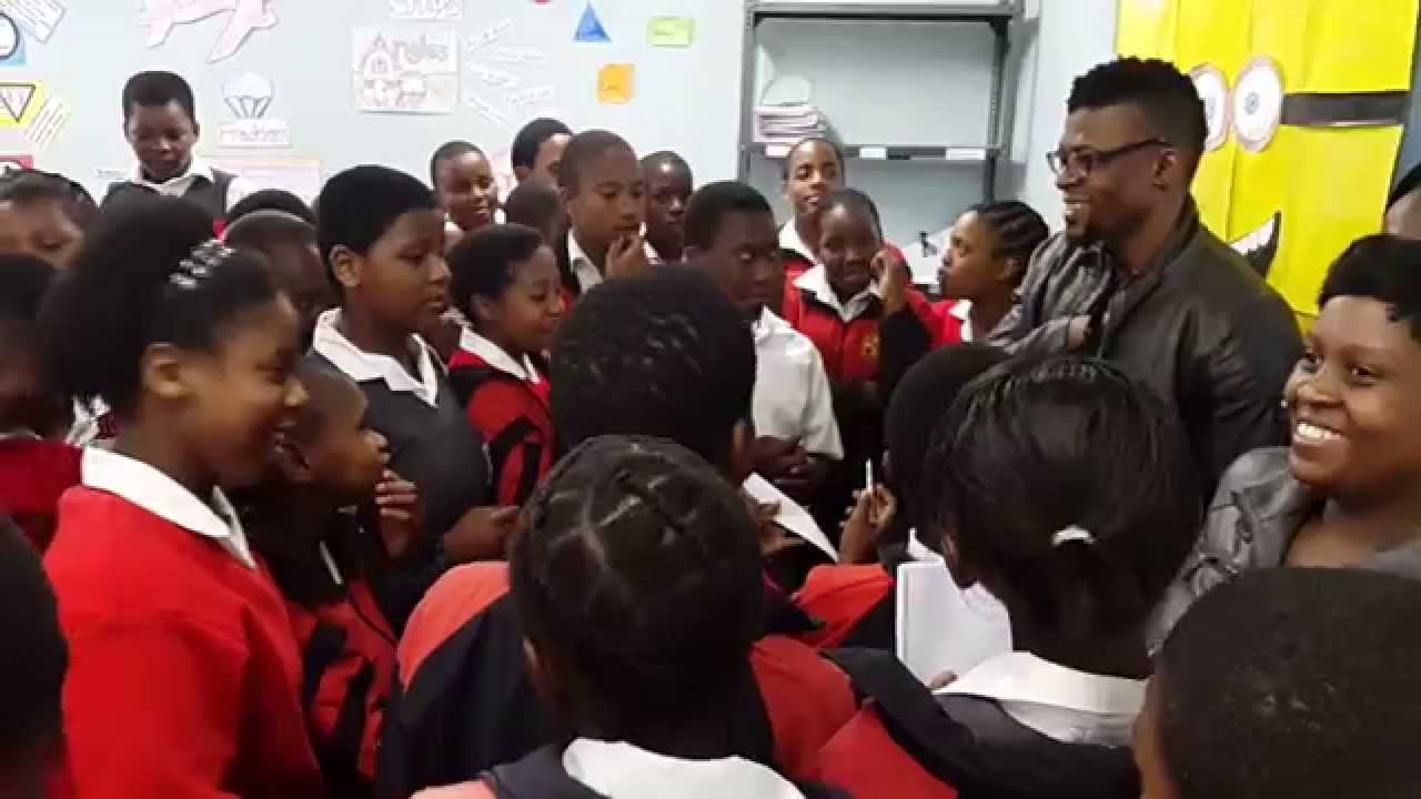 Vuyo Dabula making a surprise visit at John Wesley School in Pinetown