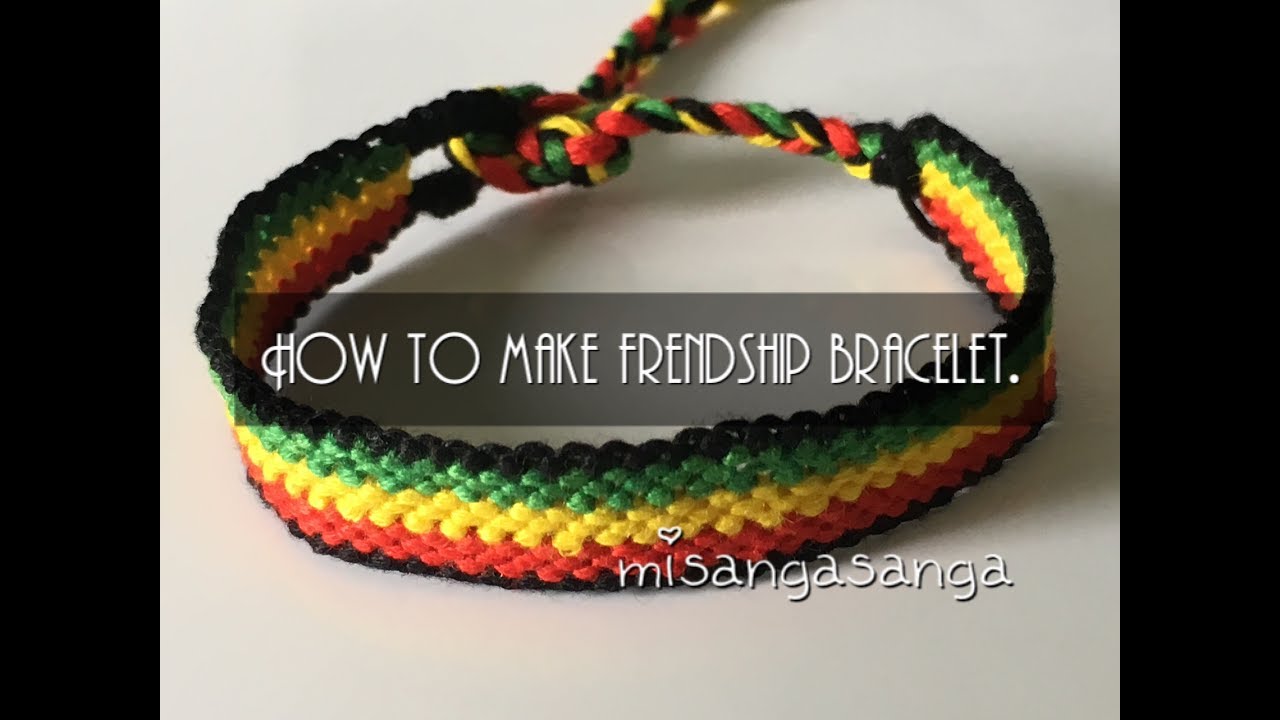 ストライプミサンガ〜レゲエカラーHow to make frendship bracelet. 〜colorful,stripe,reggae