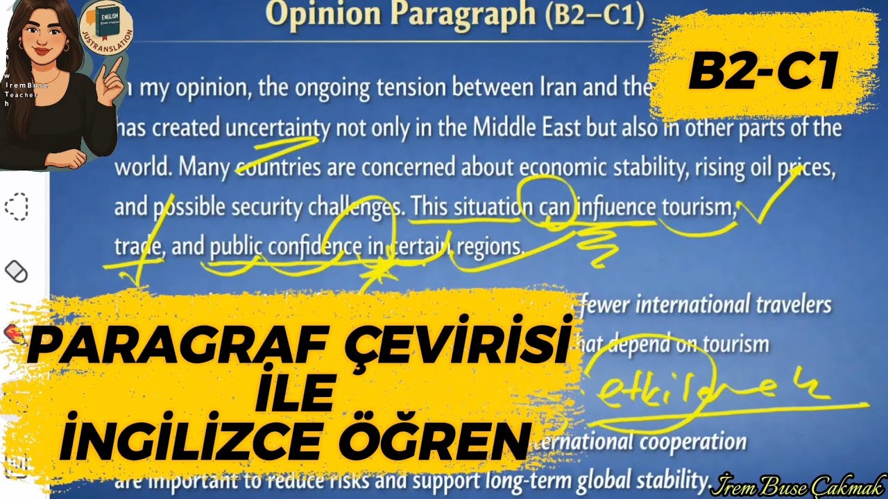 B2-C1 SEVİYE PARAGRAF &Ccedil;EVİRİSİ İLE İNGİLİZCE &Ouml;ĞREN - İNGİLİZCE C&Uuml;MLE KURMA MANTIĞINI &Ccedil;EVİRİ İLE ANLA