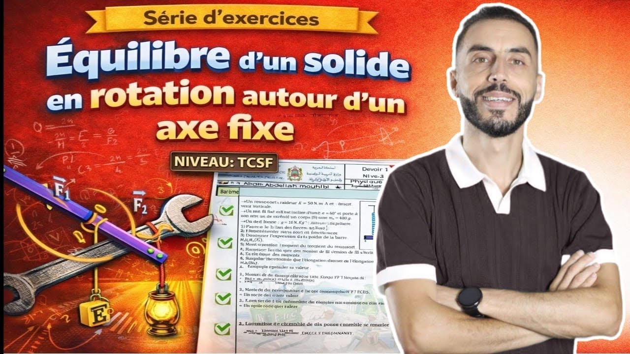 Tronc commun: Equilibre d'un solide en rotation autour d'un axe fixe (Exercice extrait du contrôle)