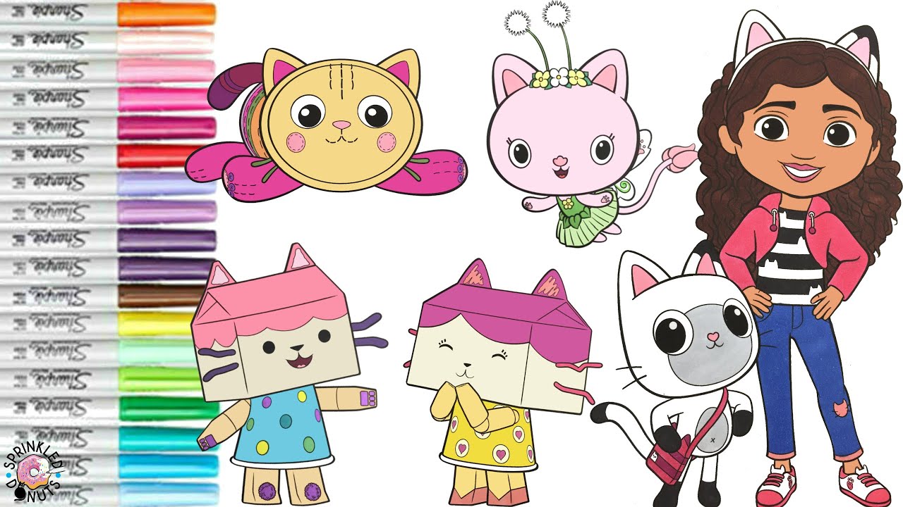 Gabby's Dollhouse Coloring Book Compilation Pillow Cat Baby Box Kitty DJ Catnip Kitty Fairy Pandy