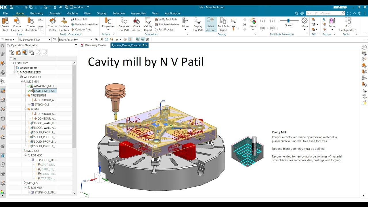 NX CAM Cavity mill operation Session13 by N V Patil #NXCAM #Cavitymill #NX