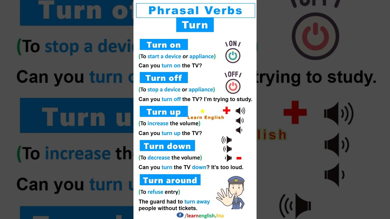 English Grammar: Phrasal verbs (with Examples) #turn