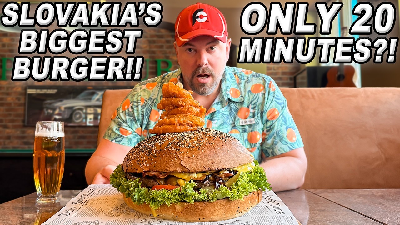 Я попробовал съесть самый большой в Словакии бургер «Maxi» Team Burger Challenge в Братиславе сам...