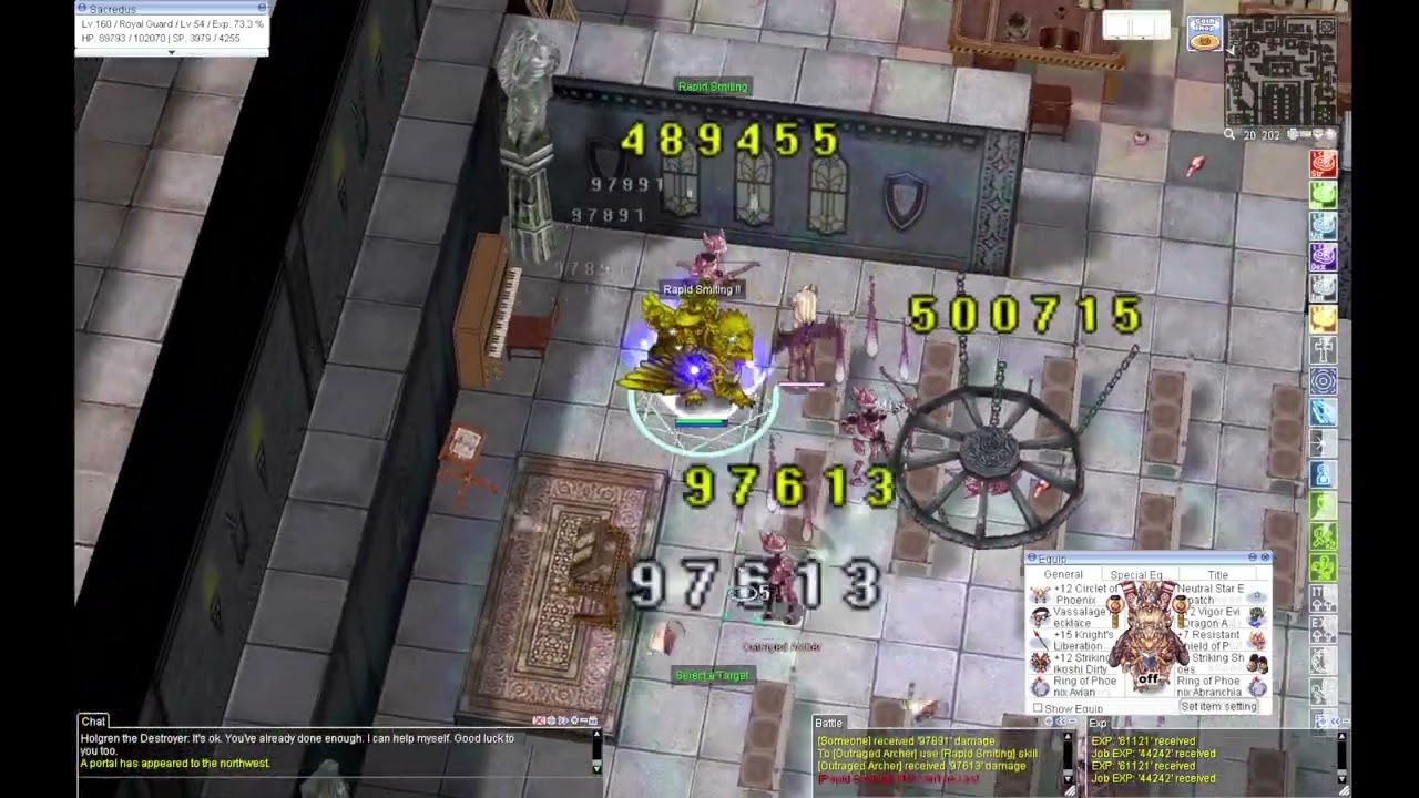 [iRO] Royal Guard Overbrand and Rapid Smiting VS Advanced Old Glast Heim