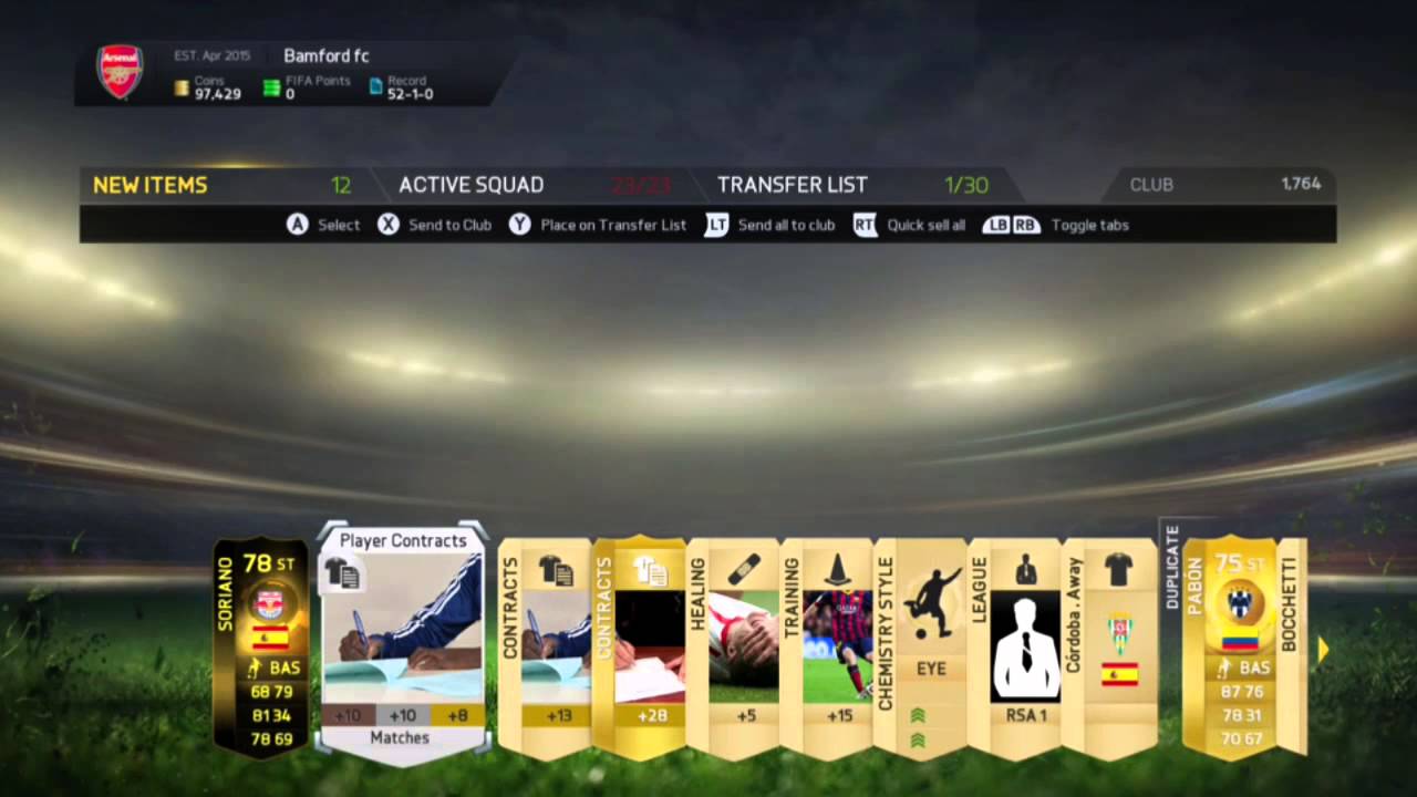 FIFA 15 TOTW SORIANO PACKED 29/04/15
