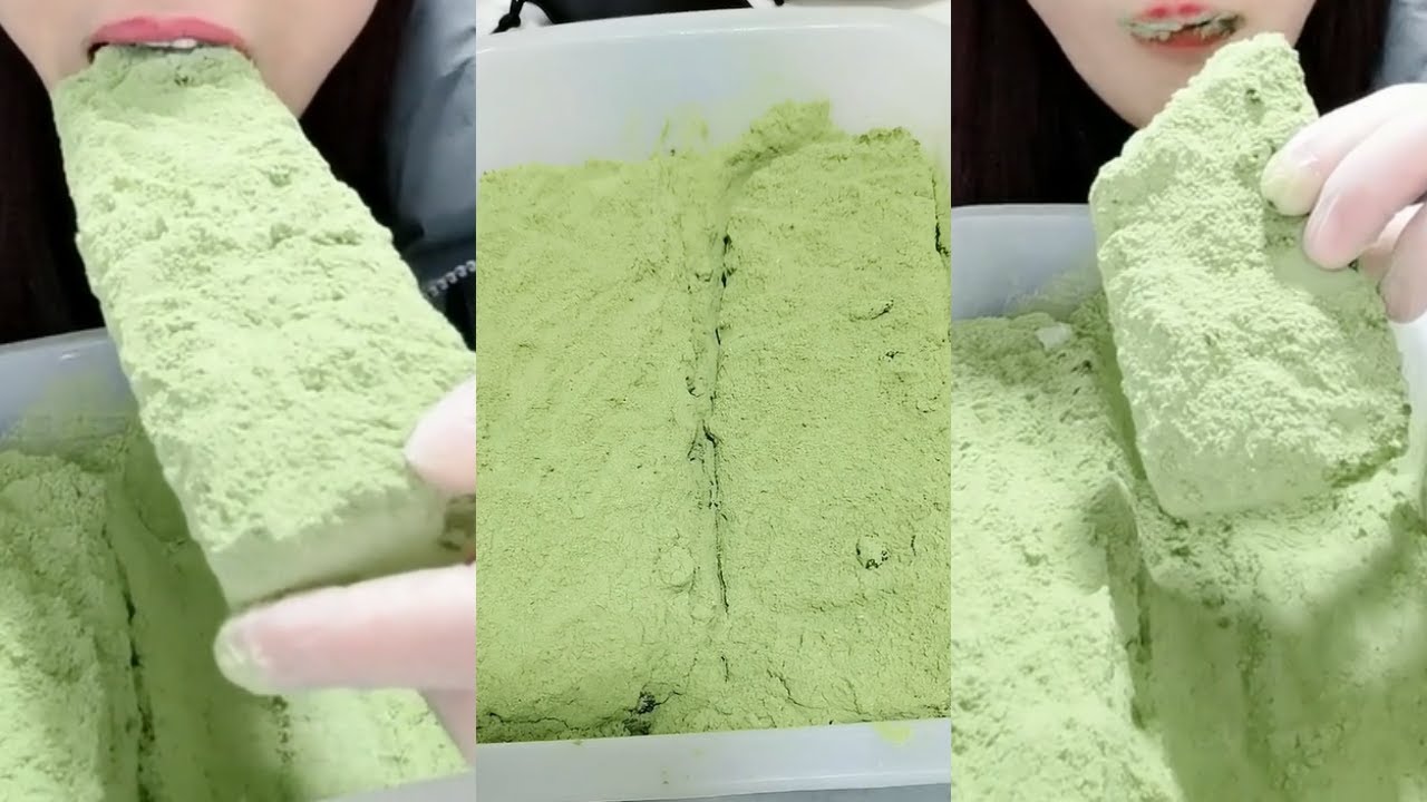 얼음먹방 COATED  MATCHA CHUNK ICE EATING ASMR💚🍵 CRUNCH ICE BLOCK ICE 녹차 | Матча | 抹茶