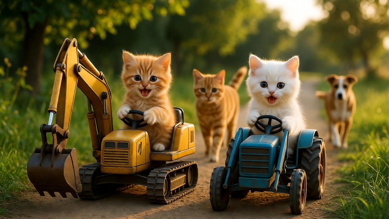 Mama Cat Trims Fur on the Farm and Makes Tiger Hat For Kittens At Home🐾🎩🐯