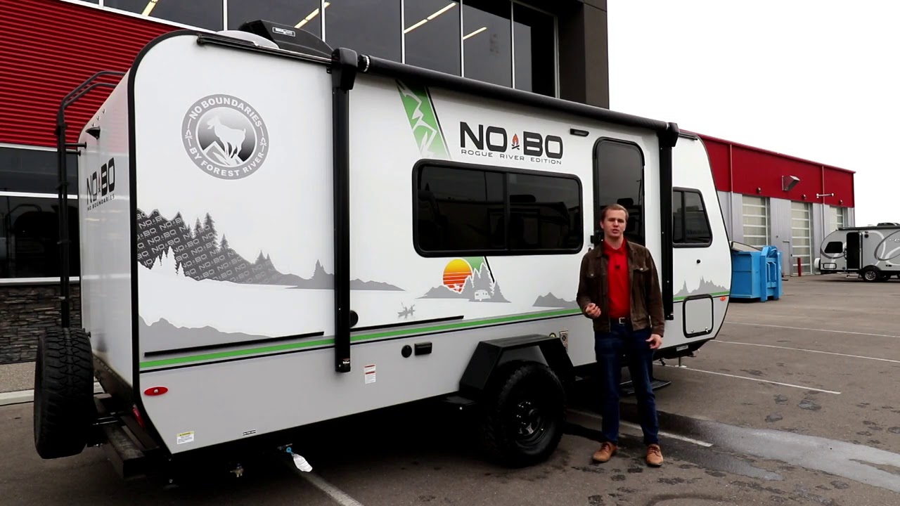 2021 NOBO 16.6 Rouge River Edition bunk model, off road trailer video tour with Al of Rangeland RV