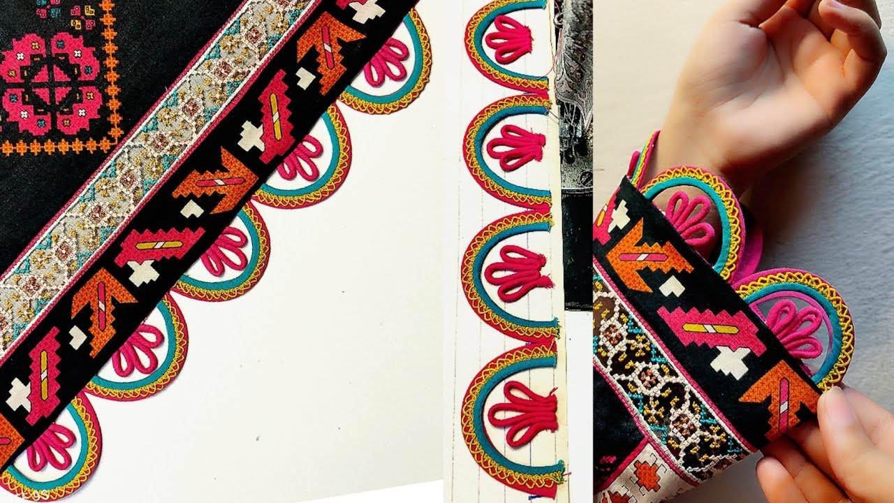 Stylish dori loops sleeves design 2023_  Sleeves daman and trouser design on lawn fabric for girls