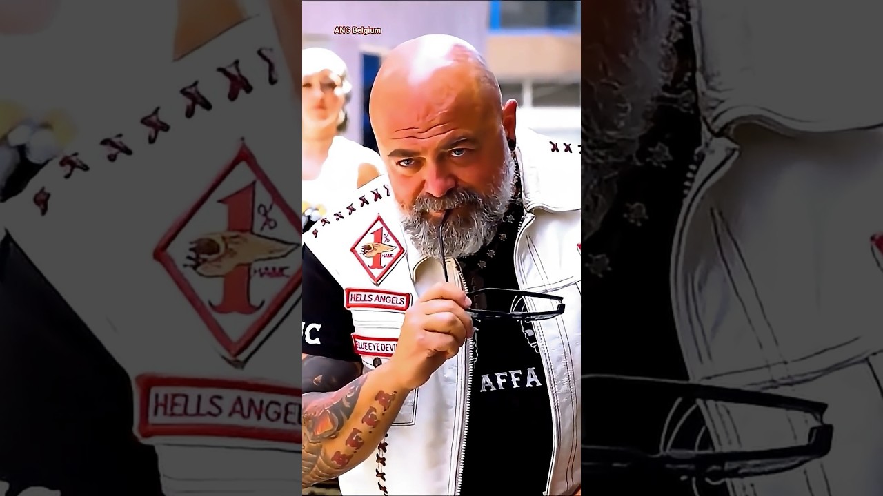 HELLS ANGEL WITH A WHITE LEATHER VEST! 