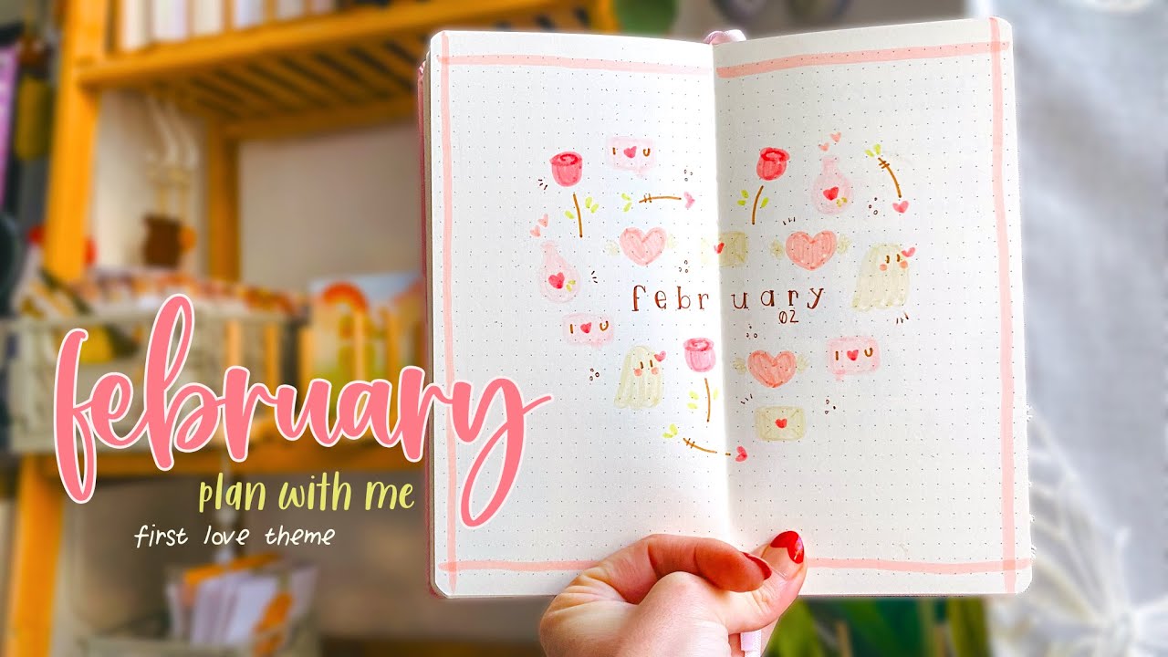 PLAN WITH ME February 2024  ~  First Love Theme || Bullet Journal Set Up