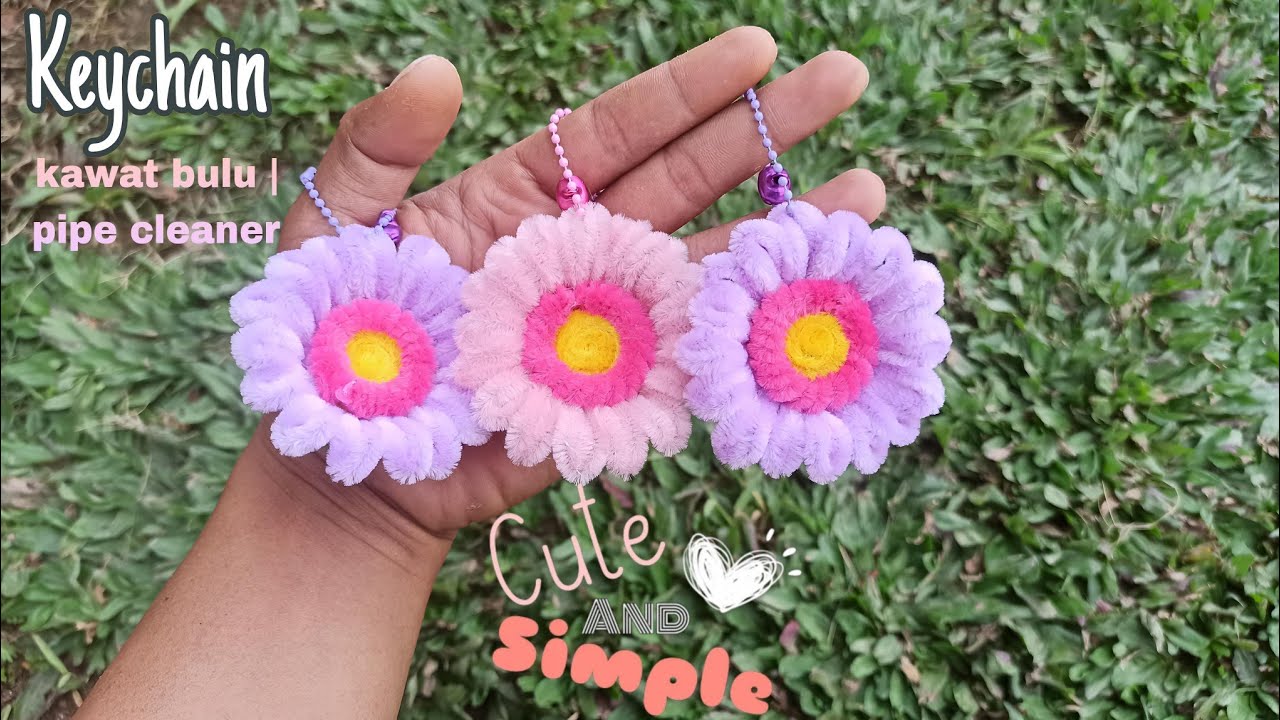 DIY | Gantungan kunci dari kawat bulu | How to make DIY pipe cleaner | Pipe Cleaner Keychain 