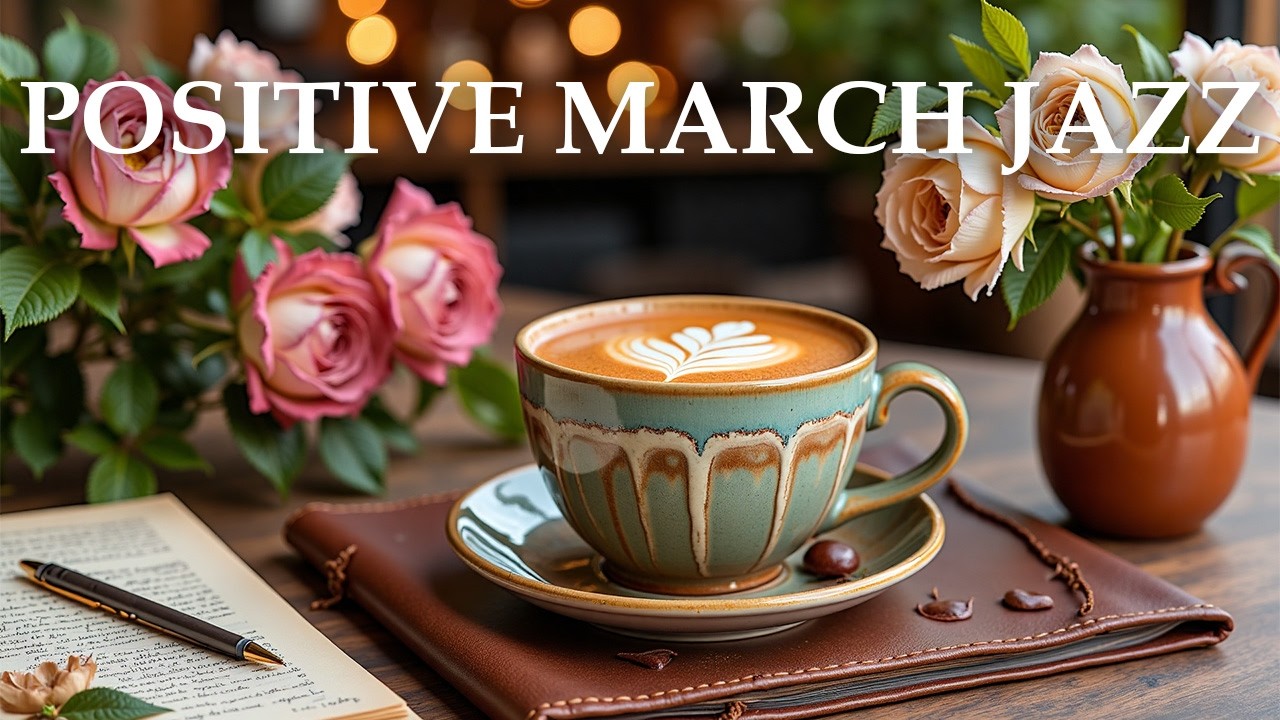 [Positive March Jazz] ☕ Spring Coffee Shop Ambience 🌸 Relaxing Jazz Background Music for Work, Study