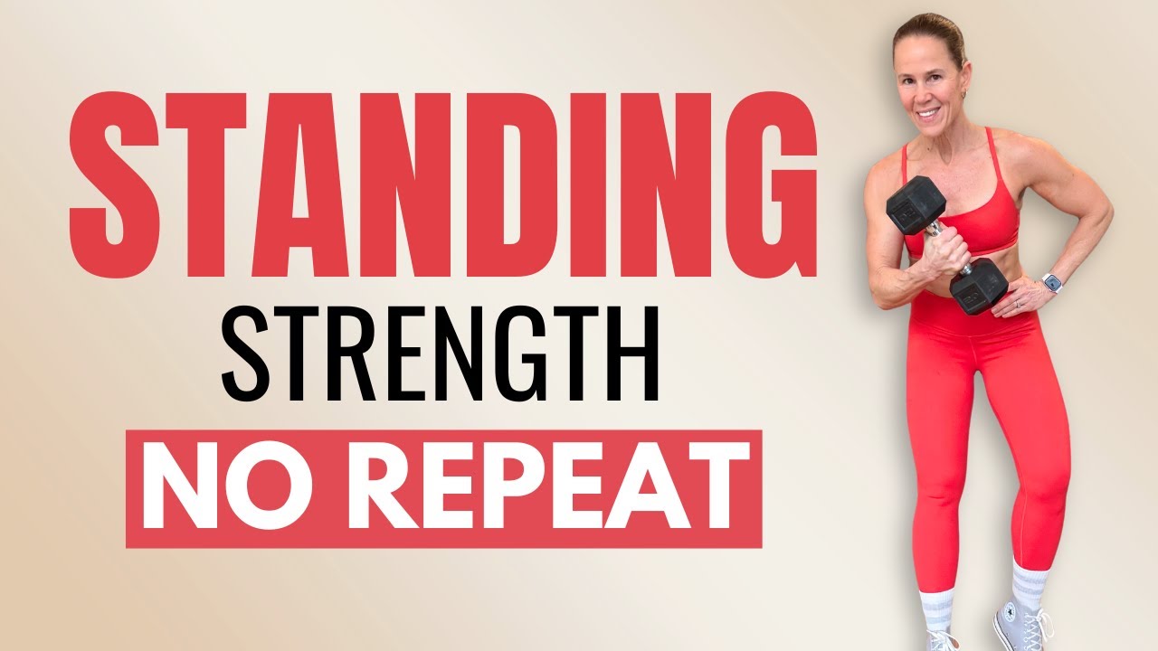 30 Min Standing Full Body Strength & Cardio No Repeat | No Jumping