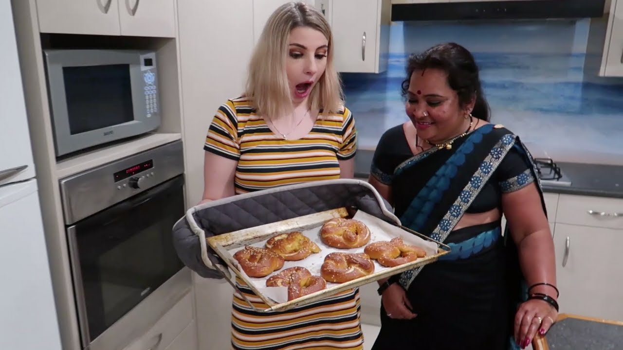 This recipe was really hard to make! 😅 II My Indian Mother Tries Soft Pretzels for the First Time