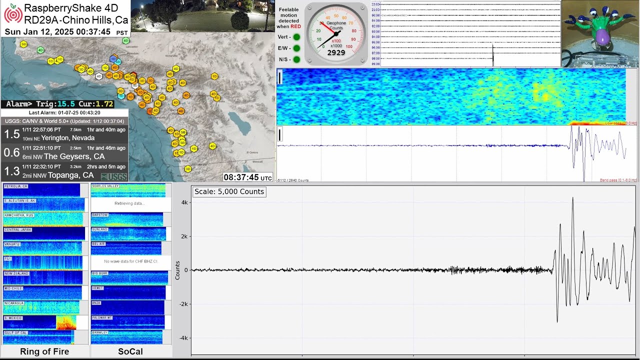 M 6.2 - Aquila, Mexico 1/12/25 - RaspberryShake 4D Seismograph (RD29A) - Chino  Hills, CA