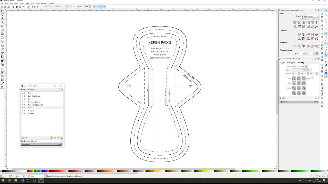 How to Digitally Draft a Reusable Cloth Pad Pattern using Inkscape | Tutorial