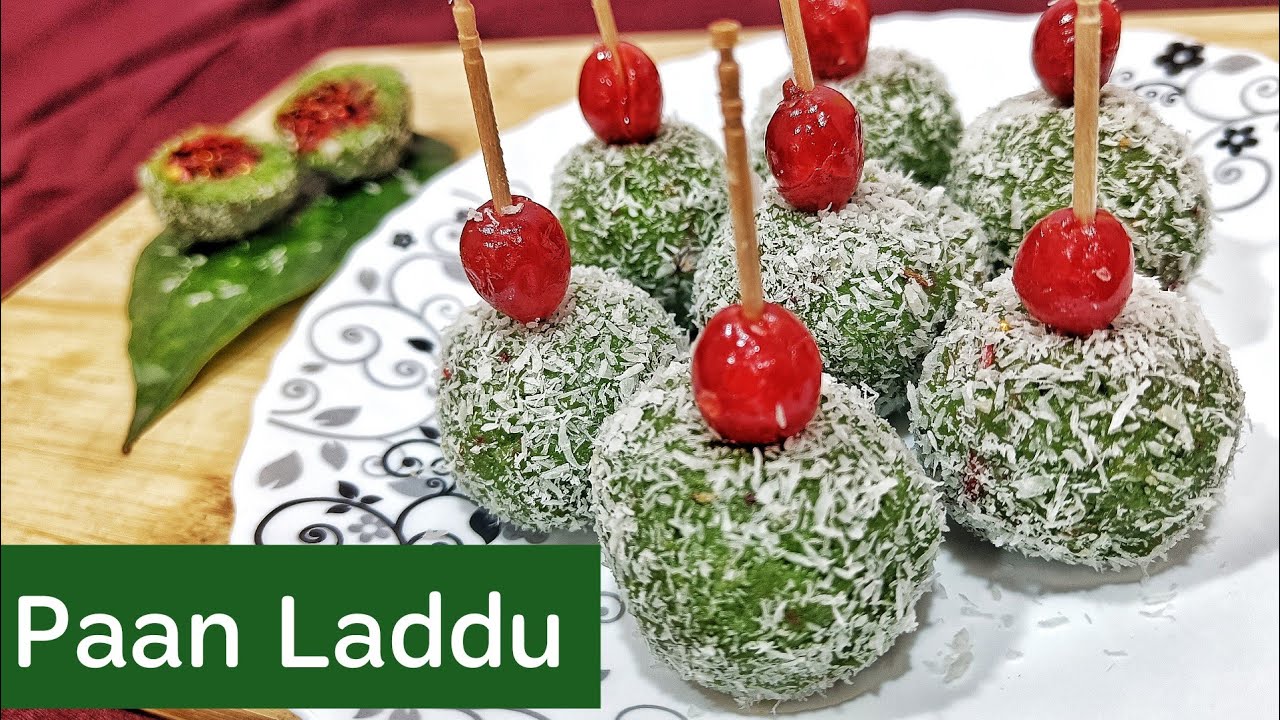 paan ladoo recipe - paan laddu recipe - paan balls recipe - पान के लडडू