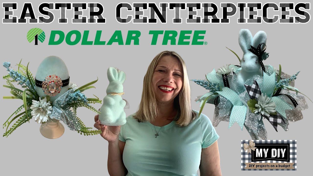 DOLLAR TREE DIY EASTER CENTERPIECE | FLOCKED BUNNY CENTERPIECE | PEDESTAL EGG | HIGH END LOOK!