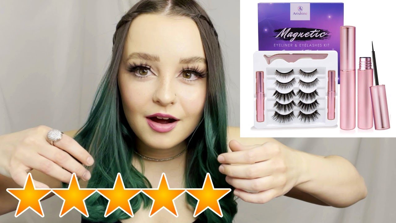 Trying Amazon's Best Reviewed Magnetic Eyelashes! | Arishine Magnetic Eyeliner & Lashes Kit