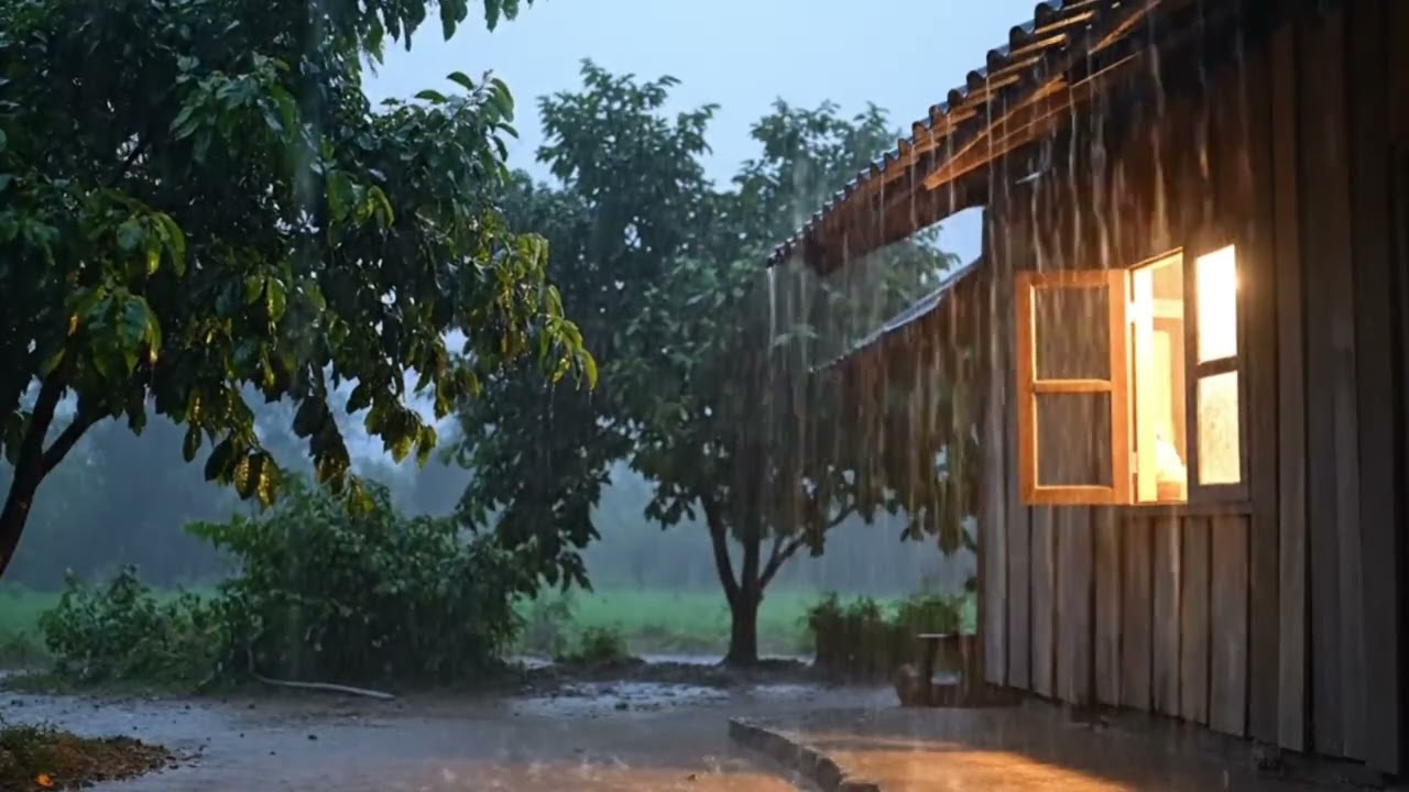 Heavy Rain Sounds for Sleep 🌙 2 Hours ASMR Night Rain Ambience