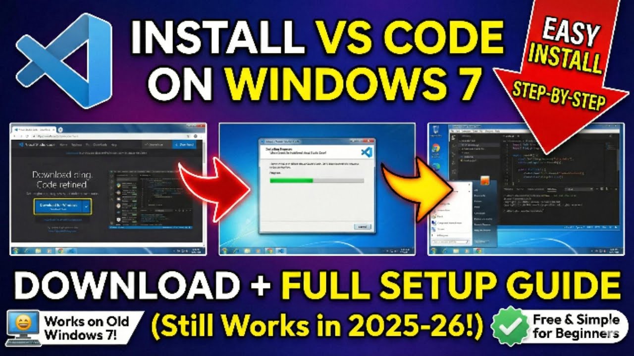How to Download & Install VS Code on Windows 7 (2025-2026 Update) ❌ Fix Setup Error ✅