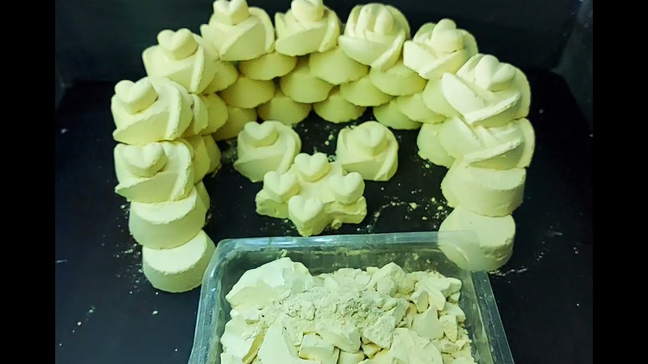 Soft yellow gymchalk reforms, crushing sifting, powder play - respects for @asmr_world1197 -