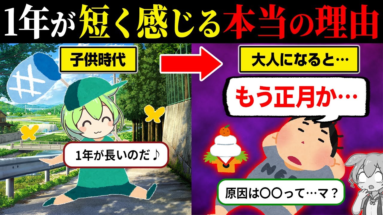 なぜ大人になると1年が短く感じるのか？【ずんだもん＆ゆっくり解説】