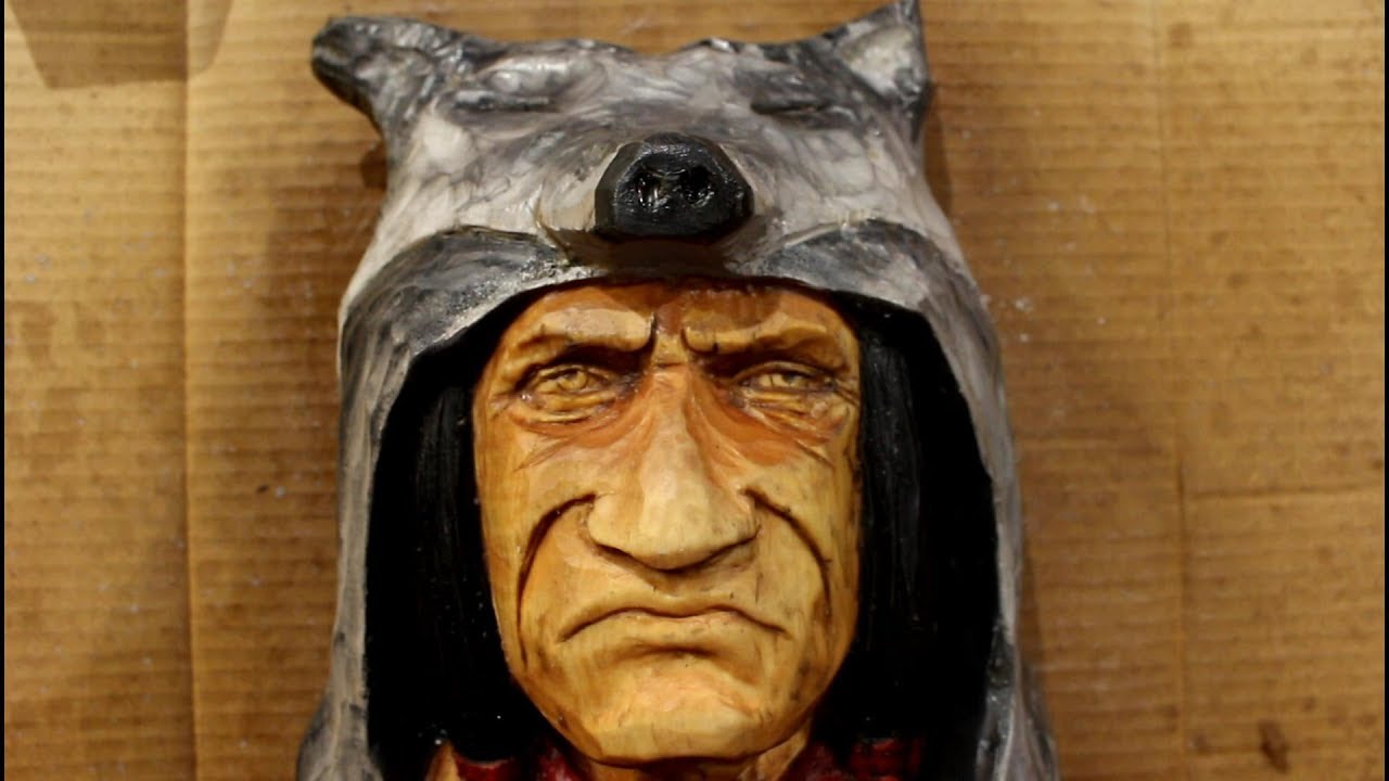Woodcarving a Native American Face in Basswood