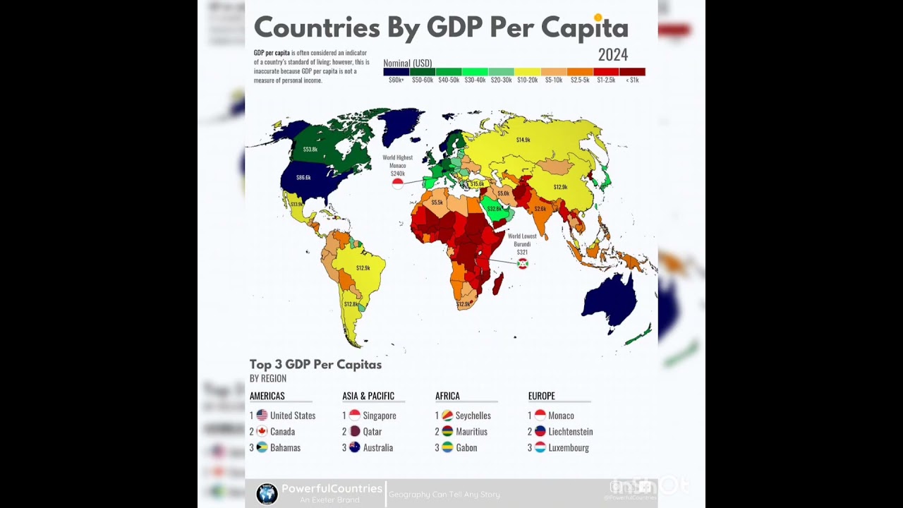 Countries by GDP Per Capita (2024)! #map #usa #gdp #per #capita #youtubeshorts #economy #peace