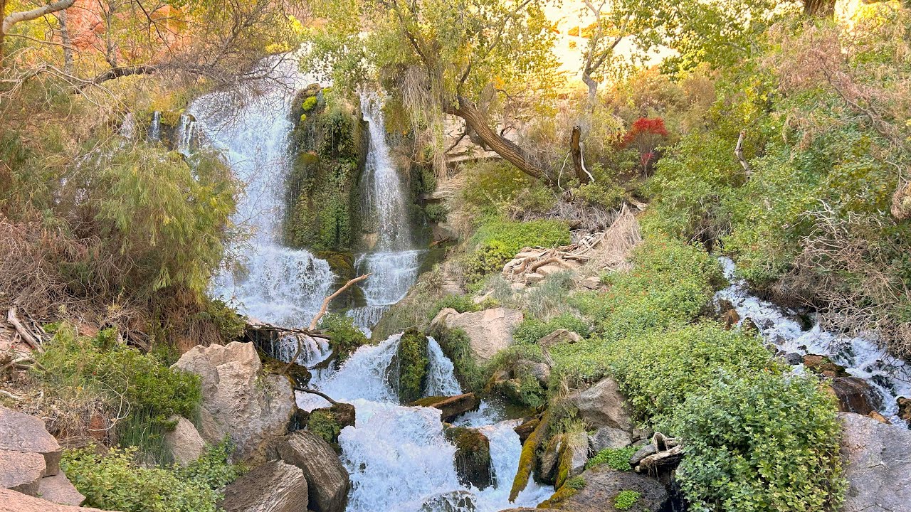 An idyllic oasis and waterfalls in the Grand Canyon on the Thunder River and Deer Creek Loop