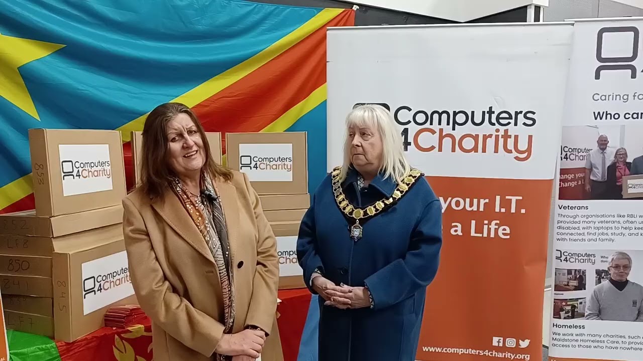 The Madam Mayor of Preston Donates IT equipment to The Sandbag Cafe