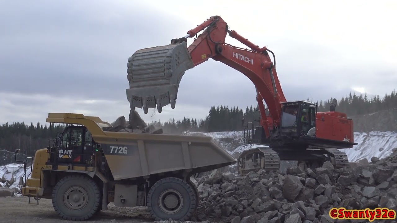 4K| Hitachi Zaxis 890 Loading Perlini DP 705 & CAT 772G Dumpers