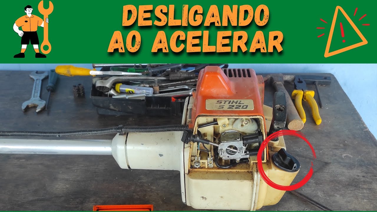 Roçadeira Stihl fs 220, liga mas desliga quando acelera, aprenda concertar. Dica rápida.